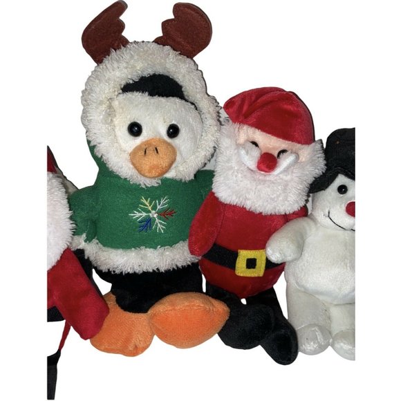 Mixed Lot Of 5 Christmas Plush Santa Snowman Penguin - Picture 5 of 11